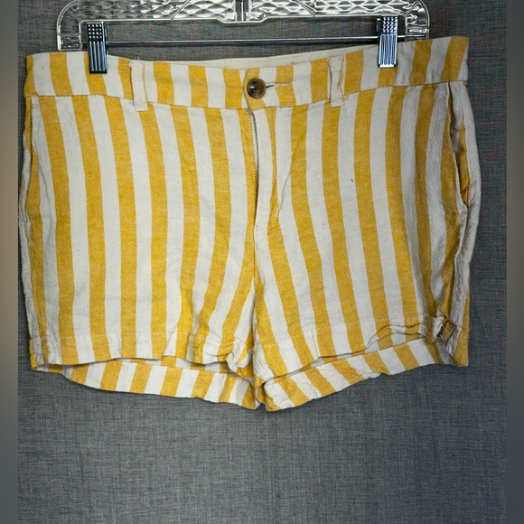 Old Navy Yellow and White Striped Jean Shorts - Picture 1 of 4